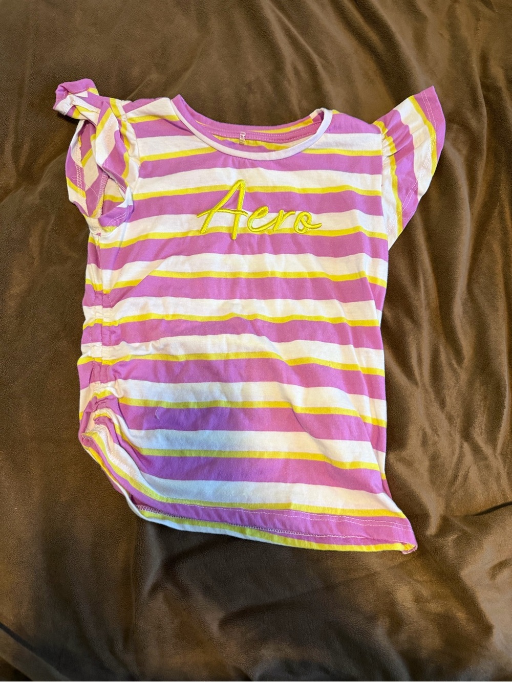 Aeropostale Kids Girls M 10/12 Striped Aero Ruched T-Shirt